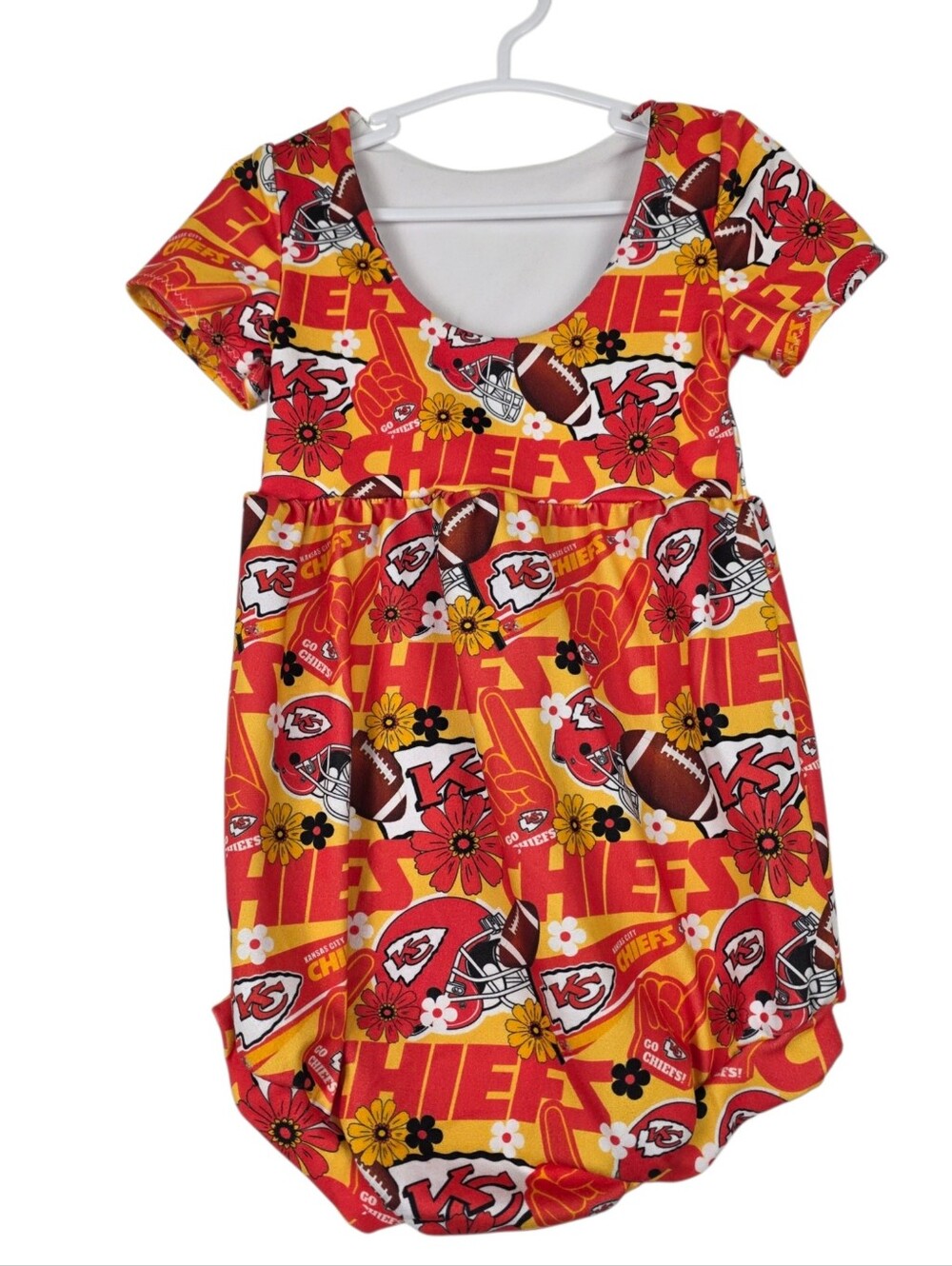 Kansas City Chiefs Toddler Short Sleeve Onsie Custom Made - Red & Yellow